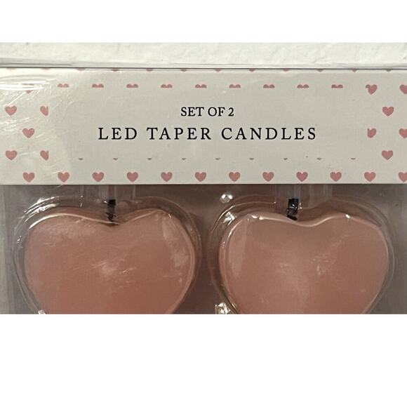 Cupcakes and Cashmere Hearts Pink Taper Candles - Pink Hearts LED Candles New - Picture 4 of 4